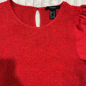 Forever 21 Red Smocked Ruffled Skirt